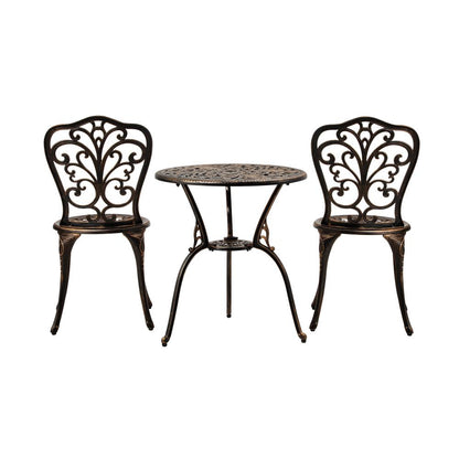 Livsip Bistro Furniture Setting 3 Piece Chairs Table Patio Indoor/Outdoor Set-Outdoor Patio Sets-PEROZ Accessories