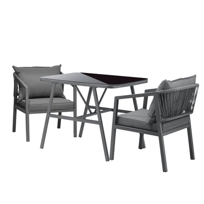 Livsip 3PCS Outdoor Dining Setting Lounge Patio Furniture Table Chairs Set-Outdoor Patio Sets-PEROZ Accessories