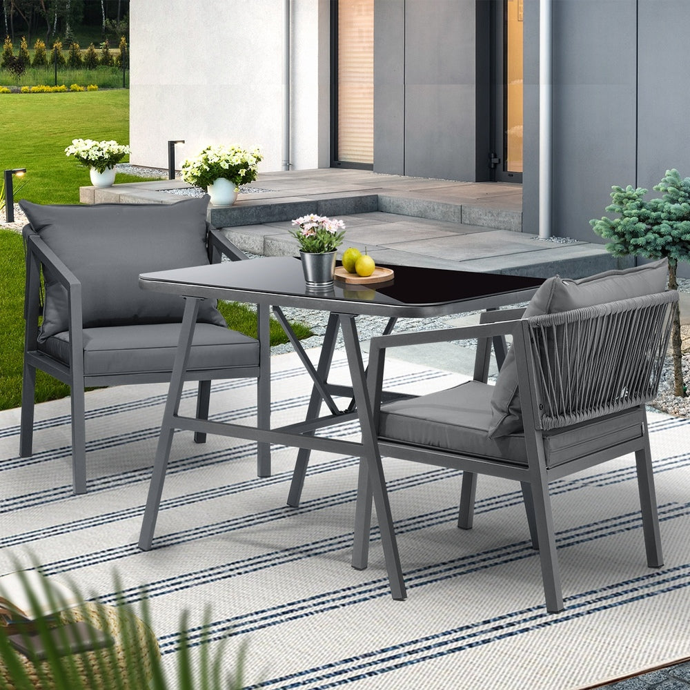 Livsip 3PCS Outdoor Dining Setting Lounge Patio Furniture Table Chairs Set-Outdoor Patio Sets-PEROZ Accessories