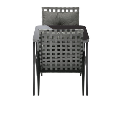 Livsip 2 Seater Outdoor Dining Set with Table Grey &amp; Black-Outdoor Dining Set-PEROZ Accessories