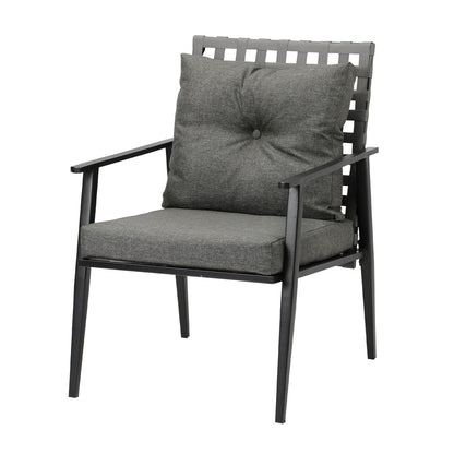 Livsip 2 Seater Outdoor Dining Set with Table Grey &amp; Black-Outdoor Dining Set-PEROZ Accessories