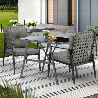 Livsip 2 Seater Outdoor Dining Set with Table Grey &amp; Black-Outdoor Dining Set-PEROZ Accessories