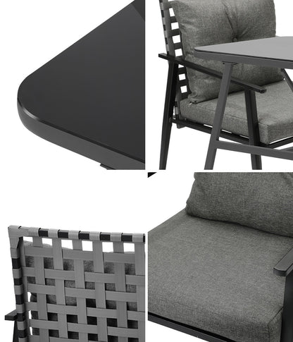 Livsip 2 Seater Outdoor Dining Set with Table Grey &amp; Black-Outdoor Dining Set-PEROZ Accessories