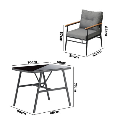 Livsip Outdoor Dining Set Patio Table and Chairs 2 Seater-Outdoor Dining Set-PEROZ Accessories