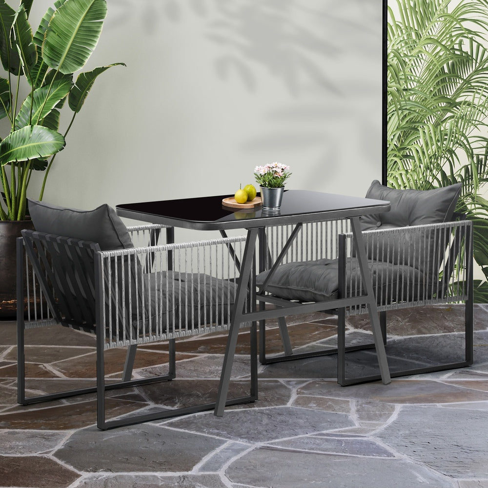 Livsip 3PCS Outdoor Dining Set Coffee Table Armchairs with Cushions-Outdoor Patio Set-PEROZ Accessories