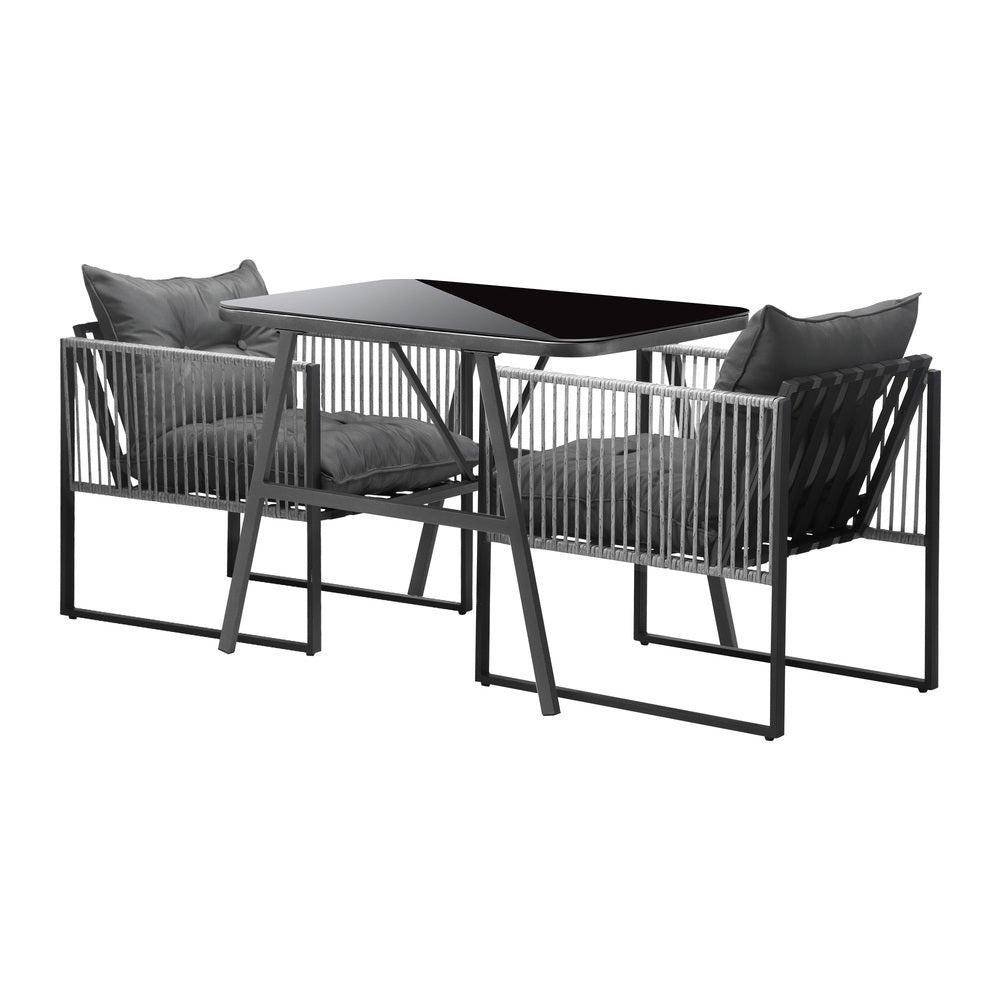 Livsip 3PCS Outdoor Dining Set Coffee Table Armchairs with Cushions-Outdoor Patio Set-PEROZ Accessories
