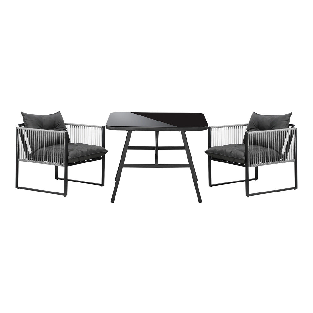 Livsip 3PCS Outdoor Dining Set Coffee Table Armchairs with Cushions-Outdoor Patio Set-PEROZ Accessories