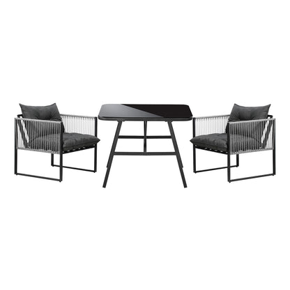 Livsip 3PCS Outdoor Dining Set Coffee Table Armchairs with Cushions-Outdoor Patio Set-PEROZ Accessories