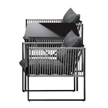 Livsip 3PCS Outdoor Dining Set Coffee Table Armchairs with Cushions-Outdoor Patio Set-PEROZ Accessories