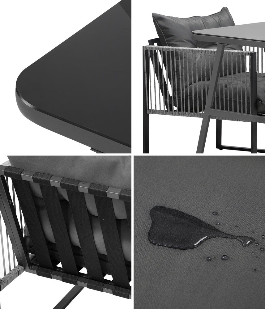 Livsip 3PCS Outdoor Dining Set Coffee Table Armchairs with Cushions-Outdoor Patio Set-PEROZ Accessories