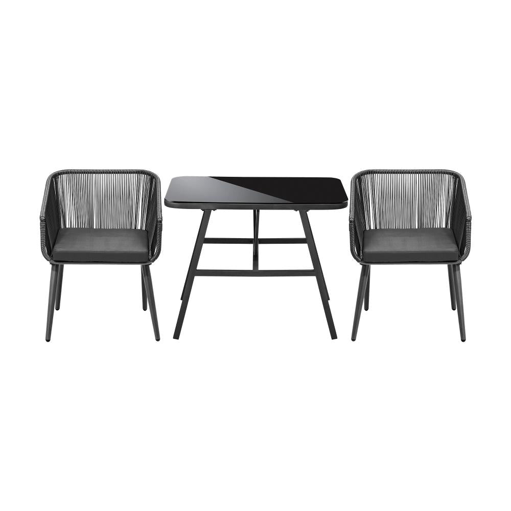 Livsip Outdoor Dining Setting 3 Piece Lounge Patio Furniture Table Chairs Set-Outdoor Patio Sets-PEROZ Accessories
