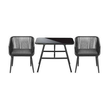 Livsip Outdoor Dining Setting 3 Piece Lounge Patio Furniture Table Chairs Set-Outdoor Patio Sets-PEROZ Accessories
