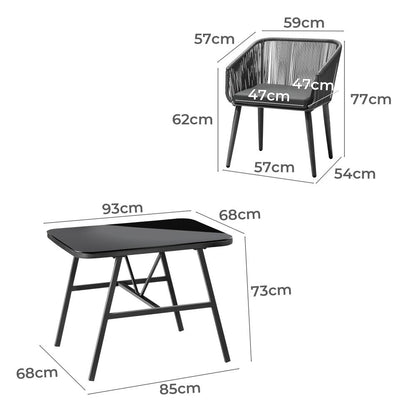 Livsip Outdoor Dining Setting 3 Piece Lounge Patio Furniture Table Chairs Set-Outdoor Patio Sets-PEROZ Accessories