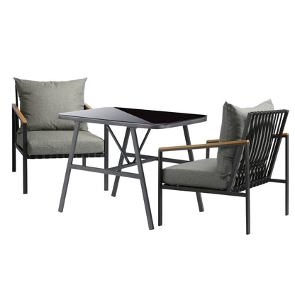 Livsip 3PCS Outdoor Dining Set Garden Table and Chairs-Outdoor Patio Set-PEROZ Accessories