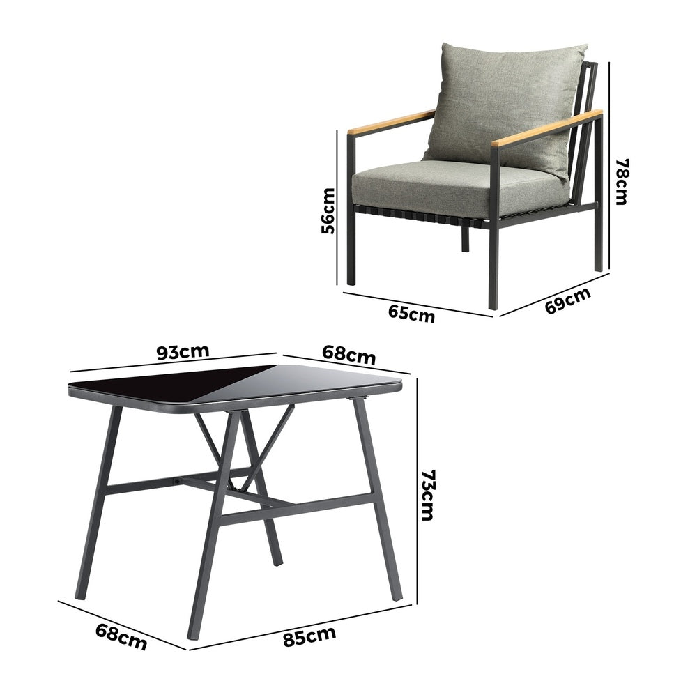 Livsip 3PCS Outdoor Dining Set Garden Table and Chairs-Outdoor Patio Set-PEROZ Accessories