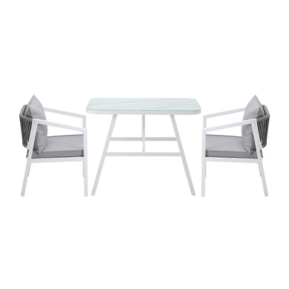 Livsip 3PCS Outdoor Dining Set with Marble-style Table-Outdoor Dining Set-PEROZ Accessories