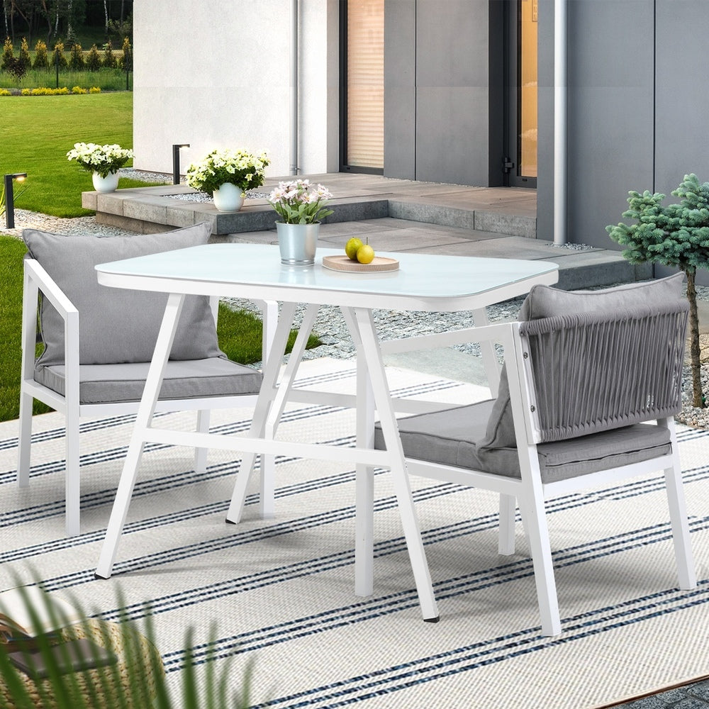 Livsip 3PCS Outdoor Dining Set with Marble-style Table-Outdoor Dining Set-PEROZ Accessories