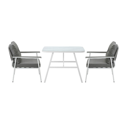 Livsip Outdoor Dining Set Marble-style Table 3 Piece-Outdoor Dining Set-PEROZ Accessories