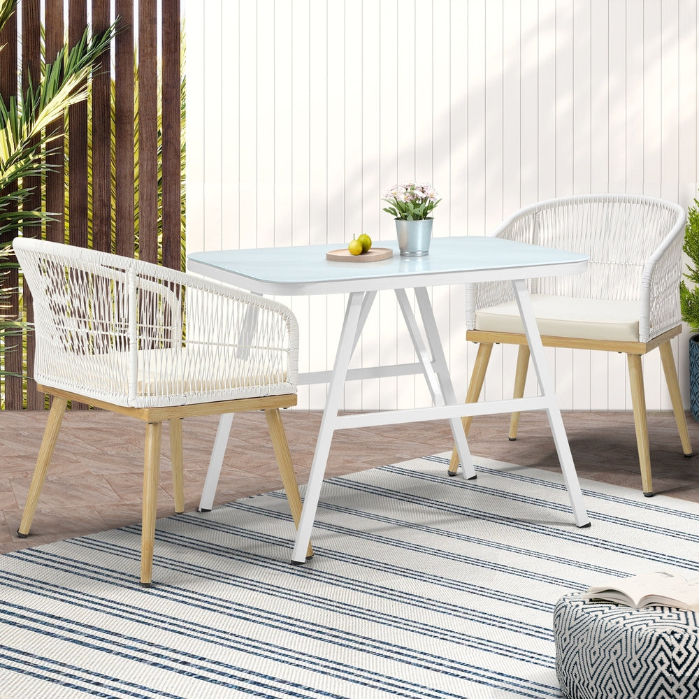 Livsip Outdoor Dining Set Patio Marble-style Table 3PCS-Outdoor Dining Set-PEROZ Accessories