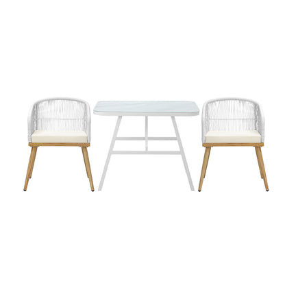 Livsip Outdoor Dining Set Patio Marble-style Table 3PCS-Outdoor Dining Set-PEROZ Accessories