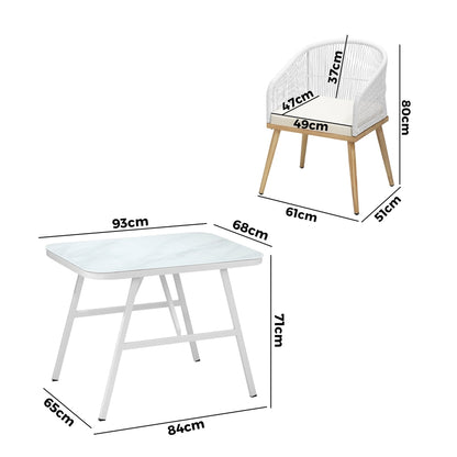 Livsip Outdoor Dining Set Patio Marble-style Table 3PCS-Outdoor Dining Set-PEROZ Accessories