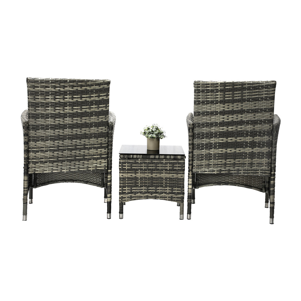 Livsip Outdoor Furniture Setting 3 Piece Wicker Bistro Set Patio Chairs Table-Outdoor Patio Set-PEROZ Accessories