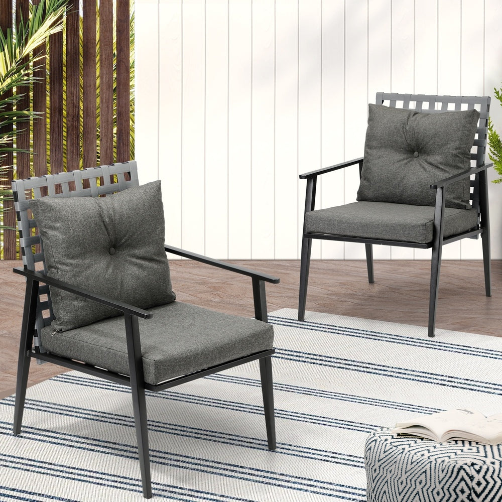 Livsip 2PCS Outdoor Armchairs Rattan Backrest Black-Outdoor Patio Set-PEROZ Accessories