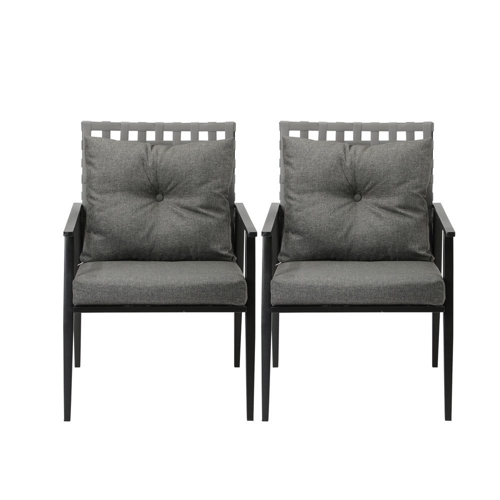 Livsip 2PCS Outdoor Armchairs Rattan Backrest Black-Outdoor Patio Set-PEROZ Accessories