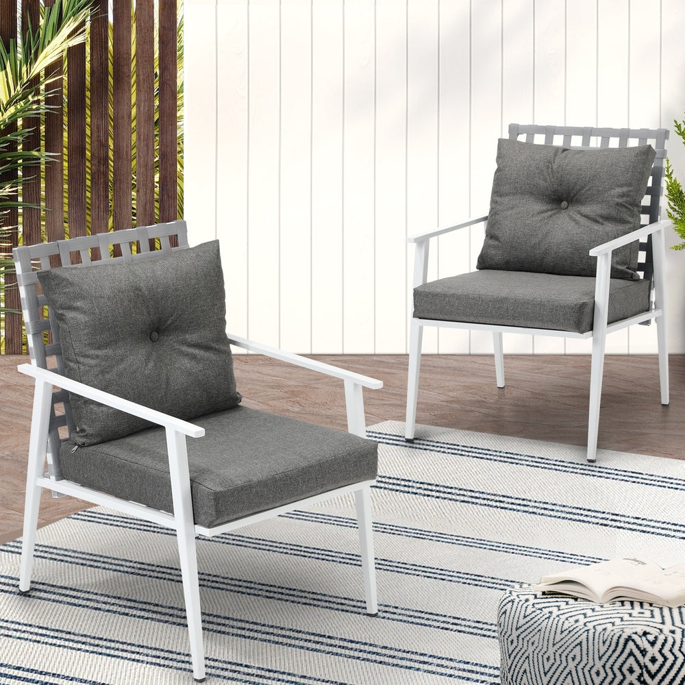 Livsip 2PCS Outdoor Armchairs Rattan Backrest White-Outdoor Patio Set-PEROZ Accessories