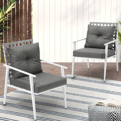 Livsip 2PCS Outdoor Armchairs Rattan Backrest White-Outdoor Patio Set-PEROZ Accessories