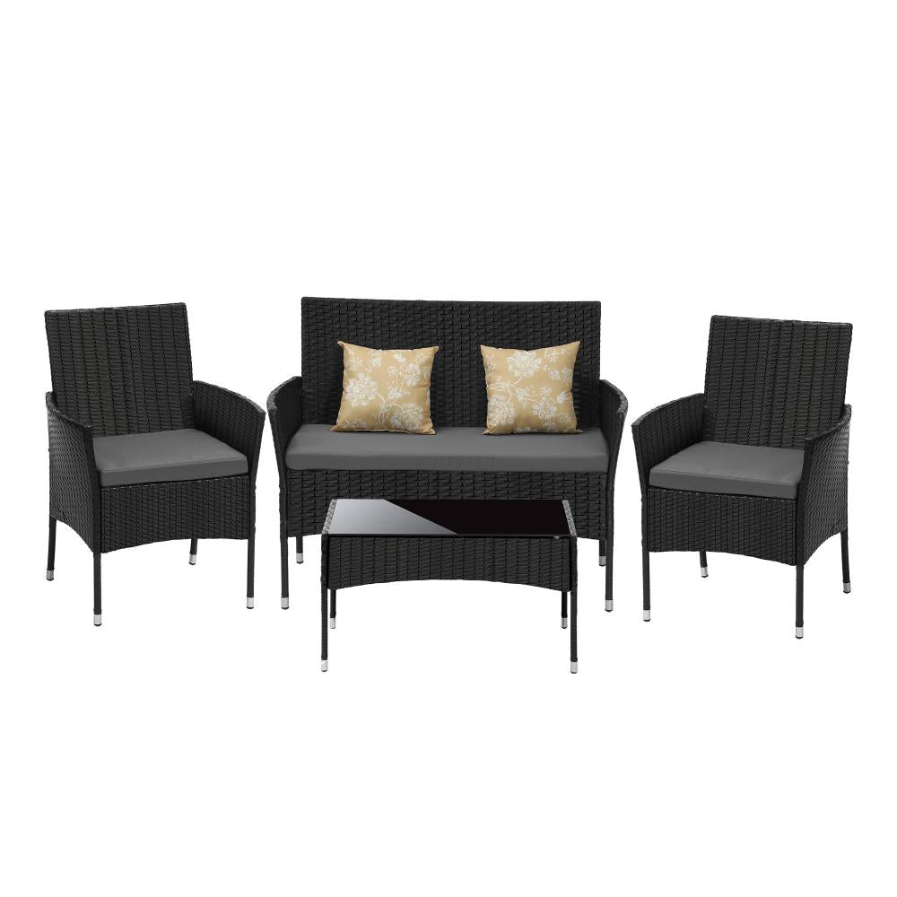 Livsip 4PCS Outdoor Furniture Setting Patio Garden Table Chair Set Wicker Sofa-Outdoor Patio Sets-PEROZ Accessories