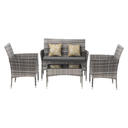 Livsip Outdoor Furniture 4-Piece Lounge Setting Chairs Table Wicker Set Patio-Outdoor Patio Sets-PEROZ Accessories