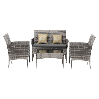 Livsip Outdoor Furniture 4-Piece Lounge Setting Chairs Table Wicker Set Patio-Outdoor Patio Sets-PEROZ Accessories