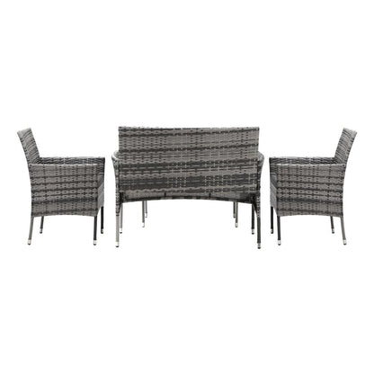 Livsip Outdoor Furniture 4-Piece Lounge Setting Chairs Table Wicker Set Patio-Outdoor Patio Sets-PEROZ Accessories