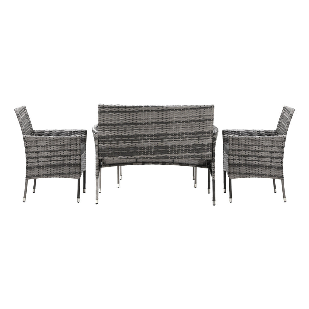 Livsip Outdoor Furniture 4-Piece Lounge Setting Chairs Table Wicker Set Patio-Outdoor Patio Sets-PEROZ Accessories