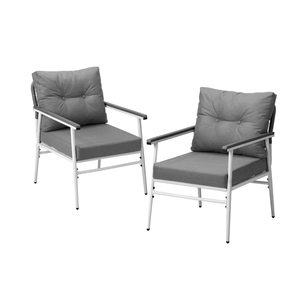 Livsip 2PCS Outdoor Chairs Set Garden Patio Armchair White-Outdoor Patio Set-PEROZ Accessories