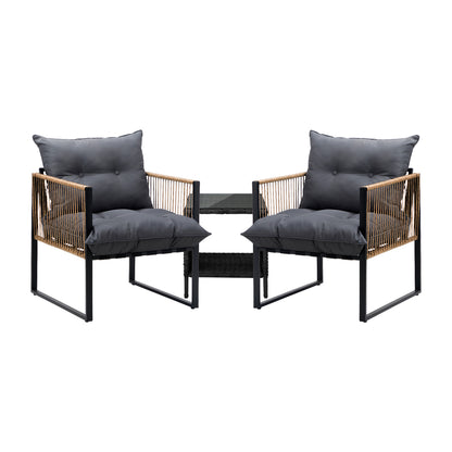 Livsip 2 Seater Outdoor Patio Lounge Setting-Outdoor Patio Set-PEROZ Accessories