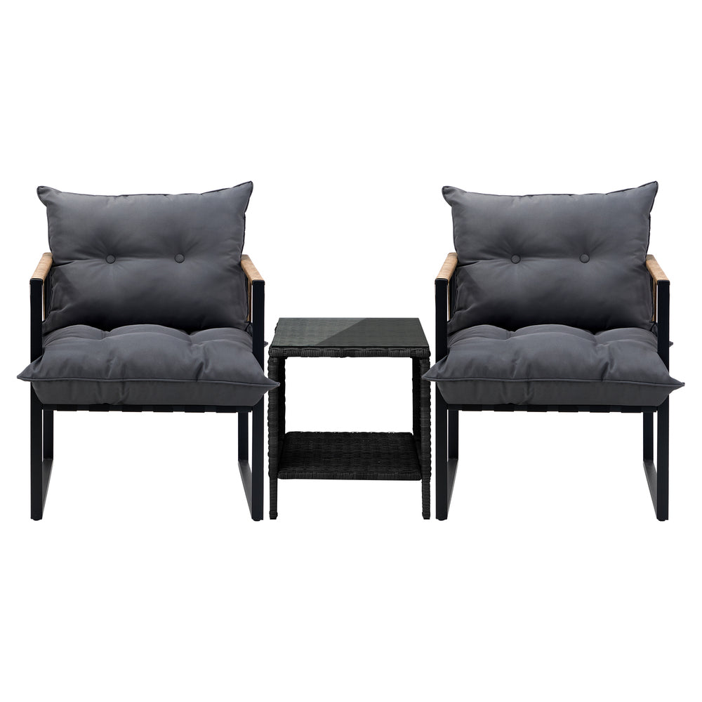 Livsip 2 Seater Outdoor Patio Lounge Setting-Outdoor Patio Set-PEROZ Accessories