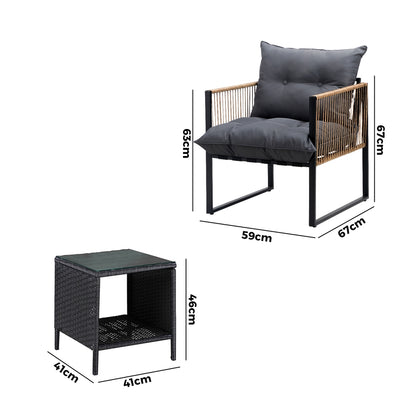 Livsip 2 Seater Outdoor Patio Lounge Setting-Outdoor Patio Set-PEROZ Accessories