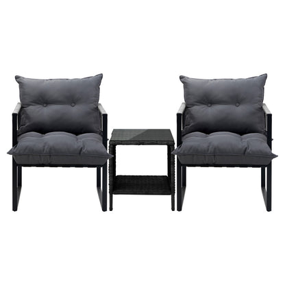 Livsip 3PCS Outdoor Patio Set Wicker Table Chairs with Cushions-Outdoor Patio Set-PEROZ Accessories