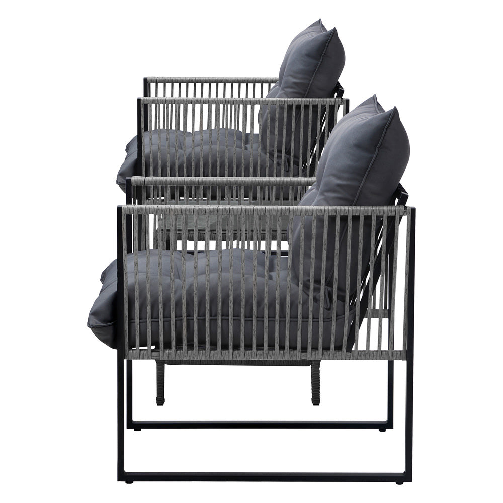 Livsip 3PCS Outdoor Patio Set Wicker Table Chairs with Cushions-Outdoor Patio Set-PEROZ Accessories