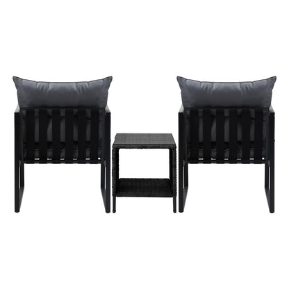 Livsip 3PCS Outdoor Patio Set Wicker Table Chairs with Cushions-Outdoor Patio Set-PEROZ Accessories