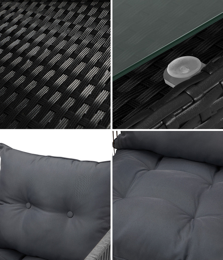 Livsip 3PCS Outdoor Patio Set Wicker Table Chairs with Cushions-Outdoor Patio Set-PEROZ Accessories