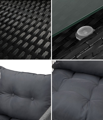 Livsip 3PCS Outdoor Patio Set Wicker Table Chairs with Cushions-Outdoor Patio Set-PEROZ Accessories