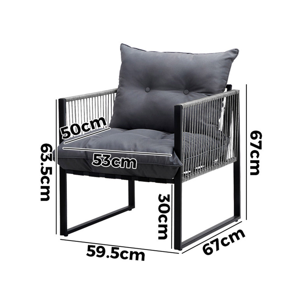 Livsip 2PCS Outdoor Patio Chairs Garden Sofa Set PE Wicker Grey-Outdoor Patio Set-PEROZ Accessories