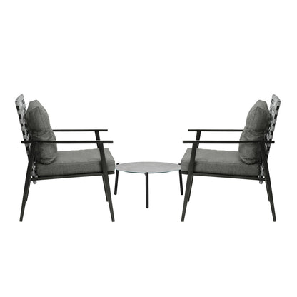 Livsip 3PCS Outdoor Patio Set 50CM Grey Marble Table Rattan Chairs-Outdoor Patio Set-PEROZ Accessories
