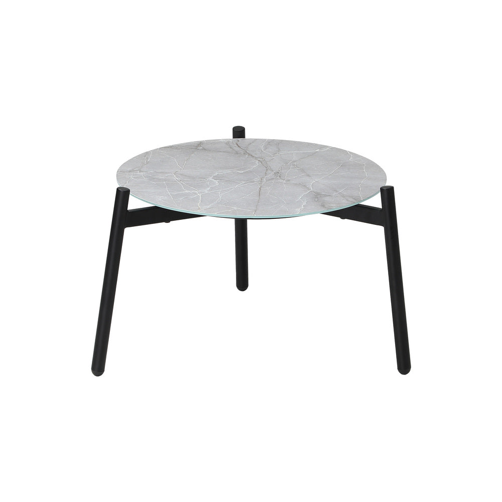 Livsip 3 Piece Outdoor Patio Set 50cm Table Grey and Black Armchair-Outdoor Patio Set-PEROZ Accessories
