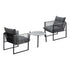 Livsip 3PCS Outdoor Patio Set 50cm Grey Table Cushioned Armchairs-Outdoor Patio Set-PEROZ Accessories