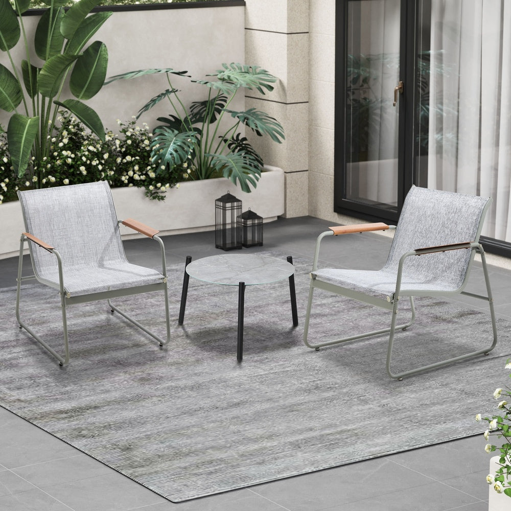 Livsip 3PCS Outdoor Bistro Set Patio Chair 50cm Coffee Table Textilene-Outdoor Patio Set-PEROZ Accessories