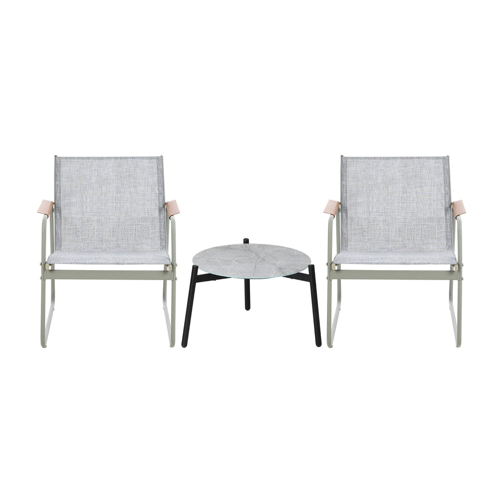 Livsip 3PCS Outdoor Bistro Set Patio Chair 50cm Coffee Table Textilene-Outdoor Patio Set-PEROZ Accessories